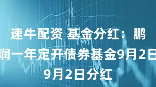 速牛配资 基金分红：鹏华永润一年定开债券基金9月2日分红