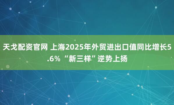 天戈配资官网 上海2025年外贸进出口值同比增长5.6% “新三样”逆势上扬